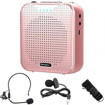Becoyou Amplificador de voz, Amplificador de voz Portatil Recargable de 2200 mAh con Micrófono Altavoz Portatil para Profesores, Guía Turístico