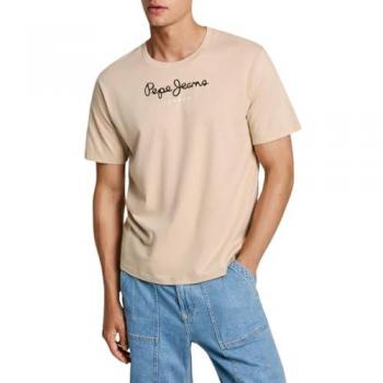 Camiseta Casual de Algodón para Hombre Pepe Jeans Eggo N Beige