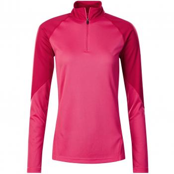 Berghaus Mujeres Tech tee 2.0 DE Manga Larga Cremallera Cuello Camiseta de Manga Larga, Mujer, Tech tee 2.0 Long Sleeve Zip Neck, Pink Peacock/Dark Cerise, Medium