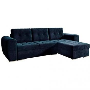 Sofá rinconero Muncie 109, con función de descanso y caja de ropa de cama, dimensiones 256 x 97 x 157 cm