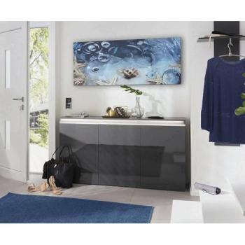 Estante para libros DMORA Hoya, Biblioteca bifacial de 5 estantes en zig zag, Mueble de pared 100% Made in Italy, 145x29h145 cm, Color blanco y cemento