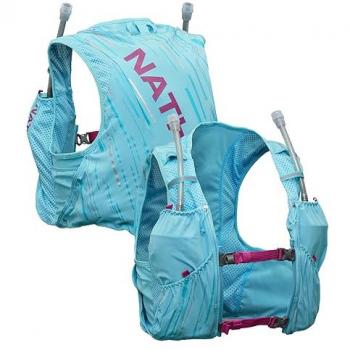 Chaleco de running Nathan Pinnacle 4 mujer caribbean blue/magenta, capacidad de 4 litros, diseño ligero y ajustable, incluye bolsillos para almacenamiento, sistema de hidratación integrado