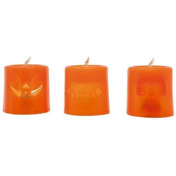 Caja de 12 Velas Naranja y Negra con Luz de 4.5X4.5 cm