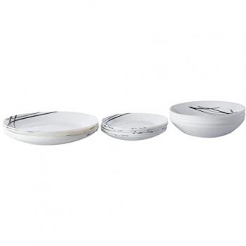Vajilla Arcopal Domitille Negro Blanco Vidrio Opal (18 Piezas)