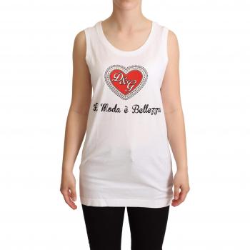 Dolce & Gabbana White La Moda Crystal Tank Top T-shirt - IT38|XS