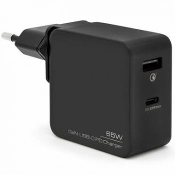 Cargador ultracompacto USB-C 65W Bluestork con tecnología GaN, color negro