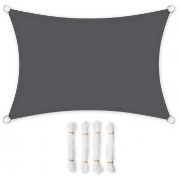 SONGMICS 4 x 6 m Vela de Sombra, para Jardín, Resistente a la Intemperie Protección Solar, PES Poliéster, 94% BloqueUV, Gris Antracita GSH46GYV1