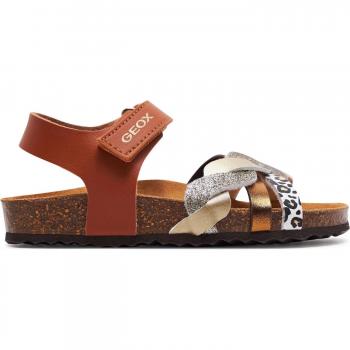 Sandalias Geox Adriel para niña en color cognac-platino