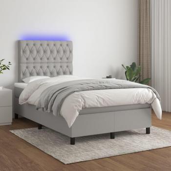 Colchón box spring de muelles y tela LED gris claro 120x200 cm