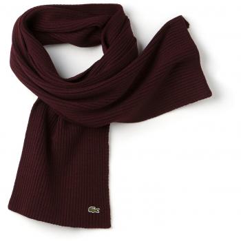 Lacoste Men's Unisex Ribbed Moulin Wool Scarf In Size One Size Burgundy