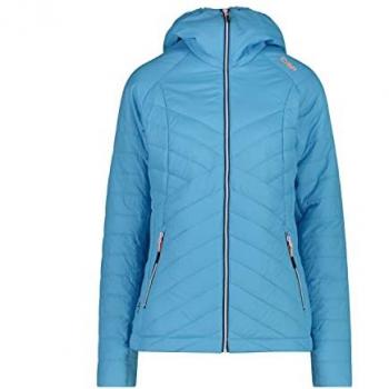 CMP Women's Fixed Hood Jacket - Turquoise Blue, Size 46