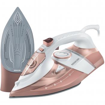 Plancha de vapor Sencor SSI 8300RS, 3200 W, 350 ml, 45 g/min, color blanco-rosa