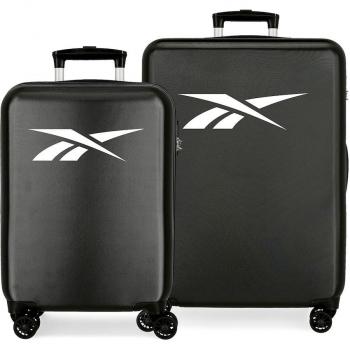 Reebok - Juego de maletas rígidas Portland (cabina y mediana) con capacidad de 104L, dimensiones de 55 cm y 68 cm, color negro