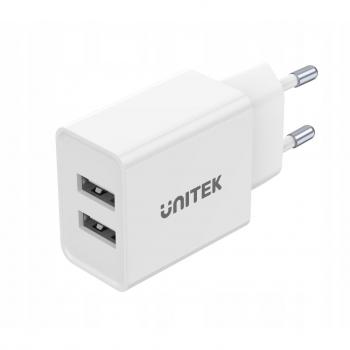 Cargador de red Unitek P1113A-EU 2x USB-A 12W Blanco Carga Rápida