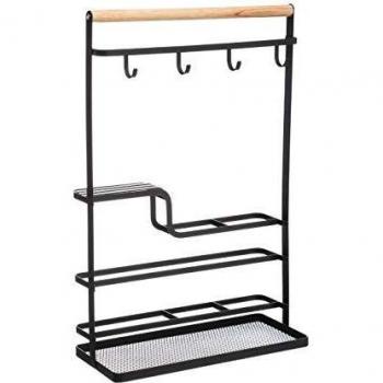 Organizador de Cocina Blackwood Negro - 43 cm, Madera y Metal