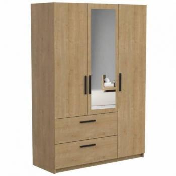 Armario Craft 3 puertas con espejo y 3 cajones color Roble Hamilton 134x192x52 cm
