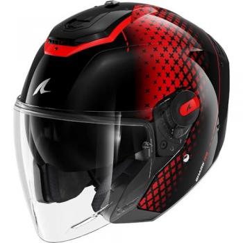 Shark RS Jet Stride Casco Jet - Negro Rojo, Casco Jet  RS Jet Stride Negro-Antracita-Rojo