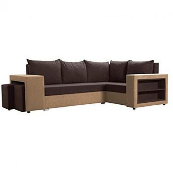Sofá rinconero Muncie 103 con función de descanso y caja de ropa de cama, 250x162x85cm