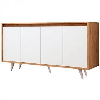 Consola de Roble Blanco 100% Tablero Aglomerado Rechapado en Melamina WELLHOME
