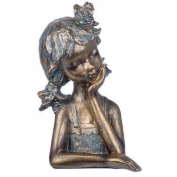 Figura Niño Busto Dorado de Resina 30X17X18cm - Decoración Hogar, Figuras De Resina Para Jardín