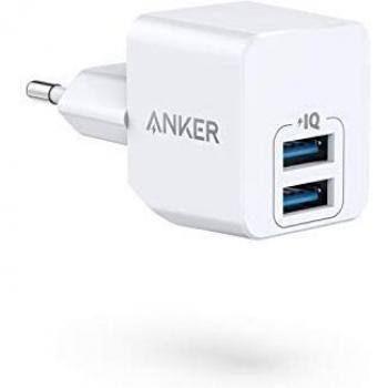 Anker PowerPort Mini Dual Cargador de Pared Ultracompacto USB Cargador de Pared 2.5A Potencia para iPhone XS XS MAX XR X 8 7 6 Plus iPad Pro Air 2 Mini 4 Samsung y Muchos más