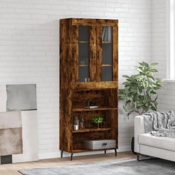 Aparador alto de madera contrachapada en roble ahumado 69,5x34x180 cm