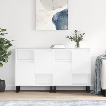 Aparador de Almacenaje de Salón VidaXL 2 piezas madera contrachapada blanco brillo, Buffet y Armario Auxiliar