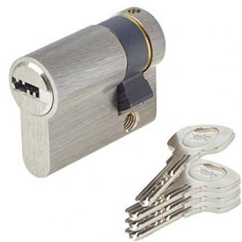 Cilindro de seguridad YALE Serie 1000+ 30x10 mm - 6 pines - anti-persuasión y anti-ganzúa - incluye 4 llaves reversibles - material latón