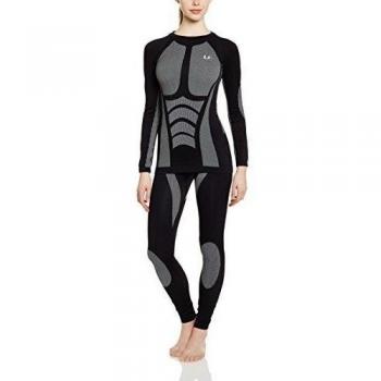 Ultrasport Tide - Conjunto interior deportivo para mujer, color negro / gris, talla XS/S