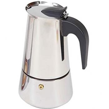 Cafetera Espresso de Acero Inoxidable - Moka Clásica con Filtro Desmontable y Mango Ergonómico Antiquemaduras - Ideal para Cocina de Gas, Eléctricas y Vitrocerámicas (9 T