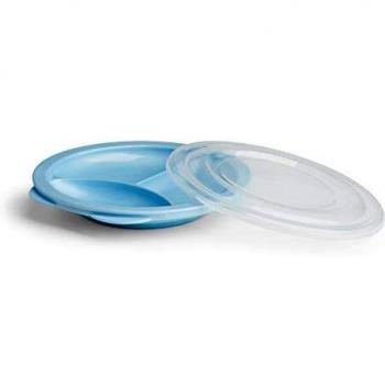 Herobility - Platos para bebé con subdivisión para bebés, niños pequeños y niños, sin BPA, color azul