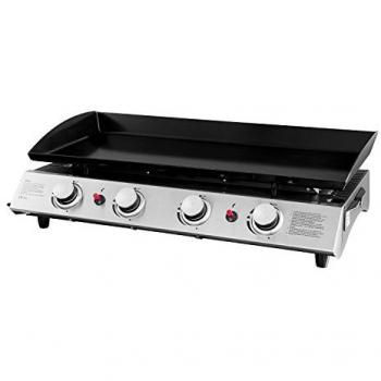 Plancha de gas Valencia 4 quemadores 10kW acero negro
