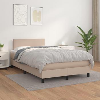 Cama box spring suave con colchón de cuero sintético cappuccino 120x200cm