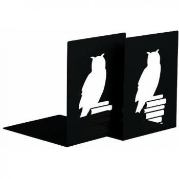 Moses Verlag 81644 - Sujetalibros de Metal con diseño de búho, 2 Unidades, Color Negro