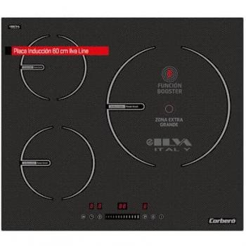 Placa de Inducción Corbero CCIG9334 - 3 Zonas, Potencia 6600 W, Control Táctil, 3 Boosters, Slider, Zona Grande 30 cm, Temporizador 99 Minutos,