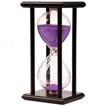 KKwell 45 minutos arena púrpura negro marco de madera reloj de arena, aprendizaje y tiempo de juego reloj de arena