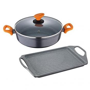 Cacerola y Plancha Asador San Ignacio Lava Antiadherentes 3 Piezas Ø 28 cm y 46x27 cm