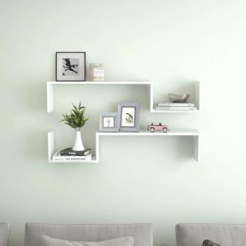 vidaXL Wall Shelf Set - 2 pcs White 100x15x20 cm Engineered Wood