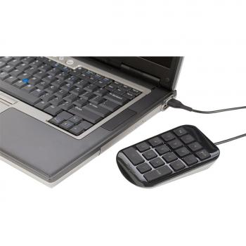 Targus Teclado numérico, teclado con cable USB de 91 cm para teclear números, teclado ergonómico para las muñecas con conexión inmediata – Negro/gris, AKP10EU