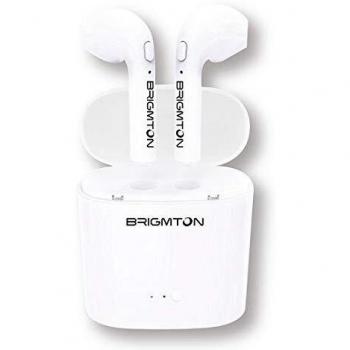 Brigmton Bml-15 Blanco Auriculares Inalámbricos Manos Libres Bluetooth con Micrófono Y Estuche Batería