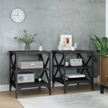 Mesas auxiliares 2 uds madera contrachapada 40x42x50 cm Negro, Roble Sonoma, Roble ahumado - Mesa de sofá, Mesa de Entrada para Salón, Consola de Entrada, Mueble Rec