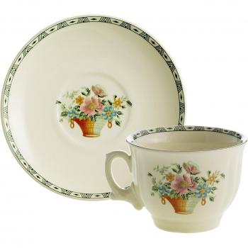 Taza de desayuno con plato Canasto Floral La Cartuja de Sevilla