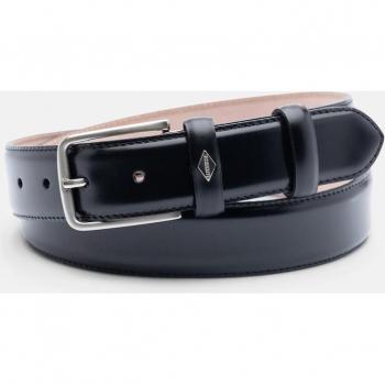 Cinturón de Piel para Hombre Lottusse en Color Negro con Hebilla Brillante