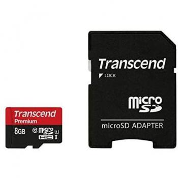 Transcend 8GB microSDXC/SDHC Class 10 UHS-I Memory Card with Adapter (TS8GUSDU1)