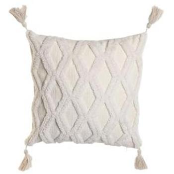 Cojín Boho Blanco con Borlas Home ESPRIT 45 x 15 x 45 cm