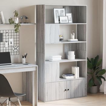 Estantería de madera de ingeniería 100x36x189 cm en Blanco, Negro y Roble Sonoma, mueble de almacenaje para oficina, estudio y dormitorio