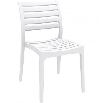 Ares Polypropylene Indoor and Outdoor Cafe Bistro Side Chair - White