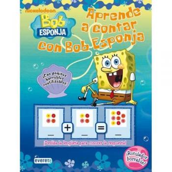 Aprende a contar con Bob Esponja: ¡Con páginas borrables reutilizables! ¡Rotulador borrable!