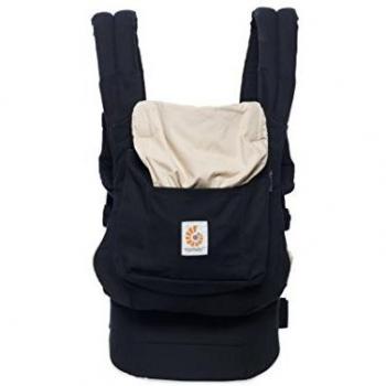 Ergobaby BCANBLKCML Mochila Portabebé Ergonomica Algodón, Portabebes en Mochilas Original, Negro/Camello