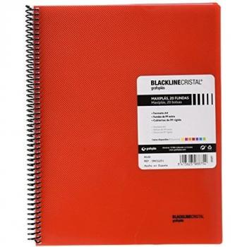 Grafoplás 39832251 Carpeta Polipropileno con 20 Fundas, A4, Rojo, Maxiplás Blackline Cristal